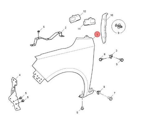 Ricambi per autoveicoli Car Left Front Fender Leaf Plate per MG3/MG3-14 10059579 Ferro 90x90x21cm