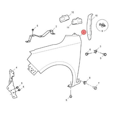 3kg Fornire ricambi di parti di ricambio auto destra Fender di macchina anteriore per MG3/MG3-14 10059578
